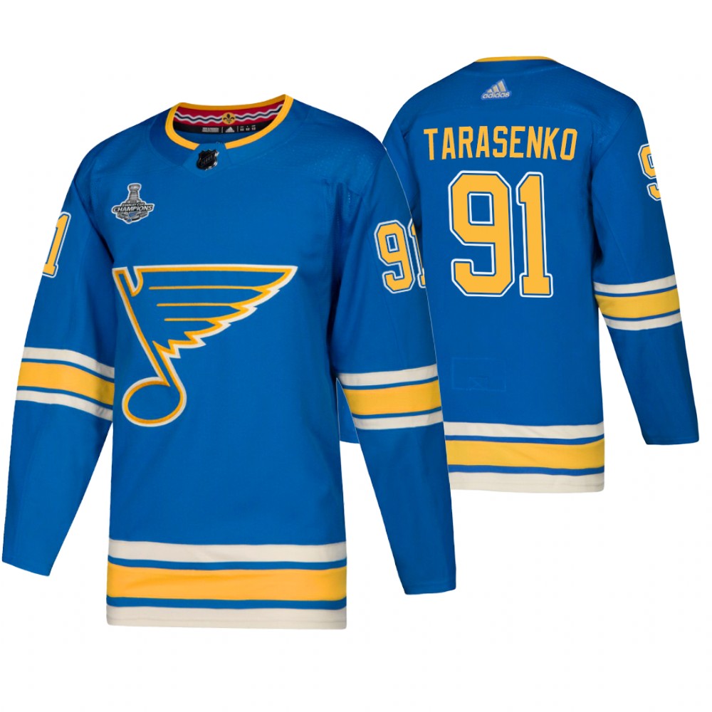 Men's St. Louis Blues #91 Vladimir Tarasenko 2019 Blue Stanley Cup Champions Stitched NHL Jersey